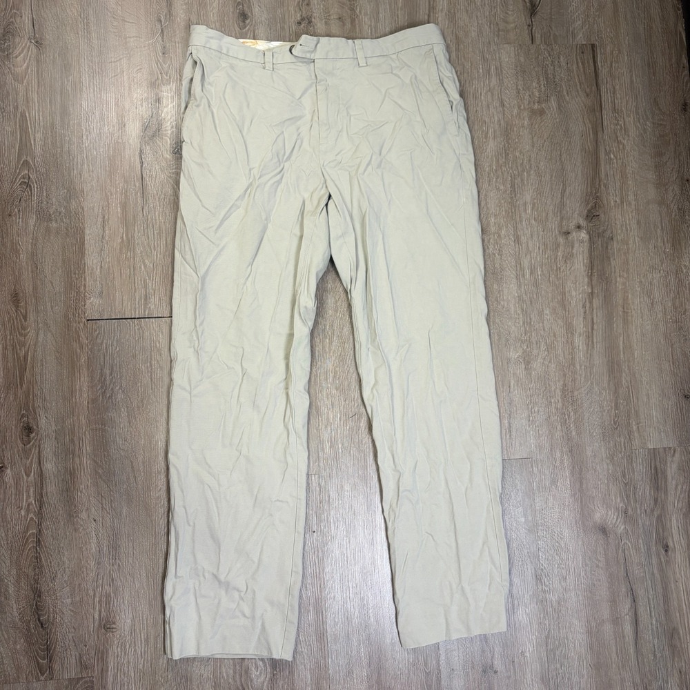 Tommy Bahama Silk Cotton Pants 34x32 Beige Flat Front Dress